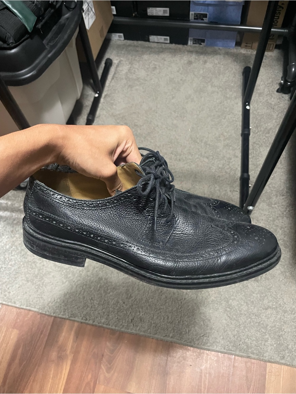 Cole Haan Black Judson Grand Wingtip Oxford Dress Shoes Size 12